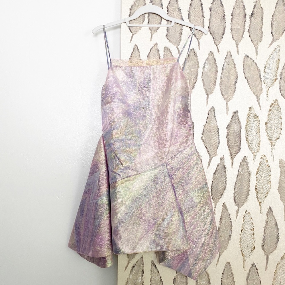 NWT Milin Pink Metallic Asymmetrical Space Dress